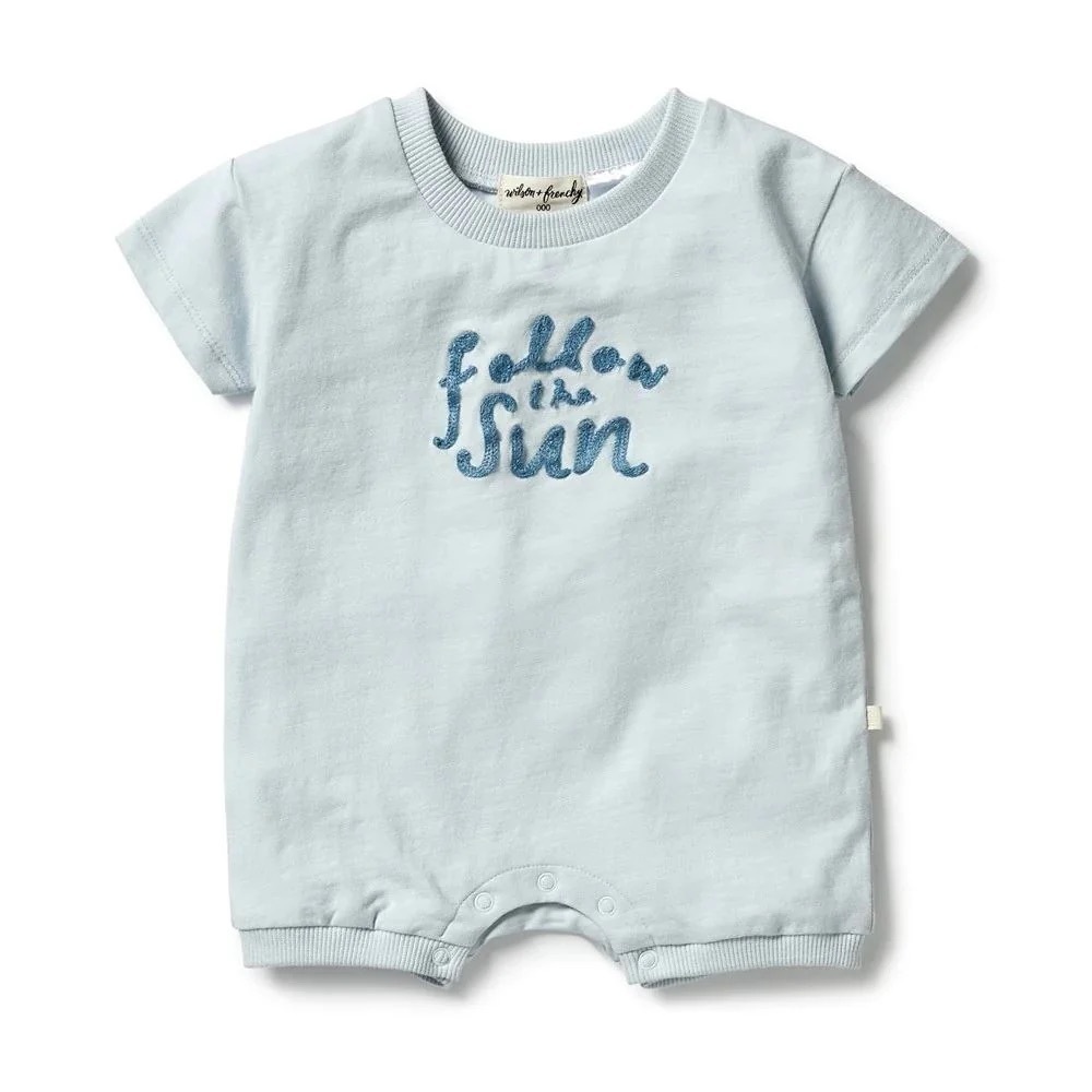 Wilson & Frenchy Follow The Sun Organic Blue Growsuit in 0 to 3 months